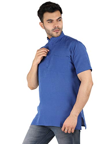 Image of LATEST CHIKAN Men's Cotton Regular Casual Strped Short Kurta Half Sleeves - (SK-LJ.DS.AS)