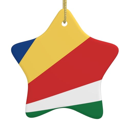 TYUMH Adorno de cerámica con forma de estrella de la bandera de Seychelles, adecuado para viajes, festivales y exhibiciones de tiendas.