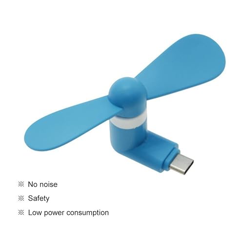 Image of Portable Type-C Mini Mobile Fan for Android Phones - USB C OTG Cooling Fan, Plug & Play Personal Pocket Fan Compatible with Smartphones, Power Bank & Laptop (Multicolor) (2 Fan Combo)