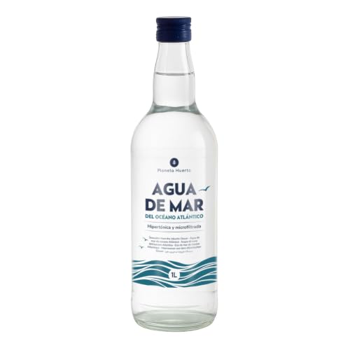 PLANETA HUERTO | Agua de Mar 1L Microfiltrada 100% Pura Procedente del Mar Mediterráneo - Agua de Mar para Beber Hipertónica - Agua de Mar Nutrientes esenciales intactos