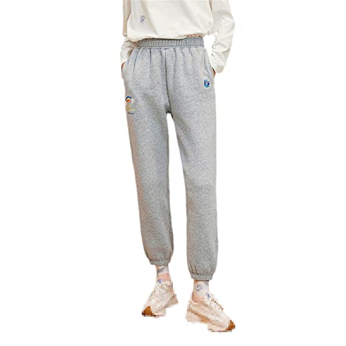 Pantalon de survêtement d'hiver gris pour femme en taille L