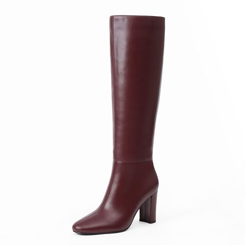 Image of Modatope Knee High Boots for Women Chunky Heel Rounded Toe Tall Boots