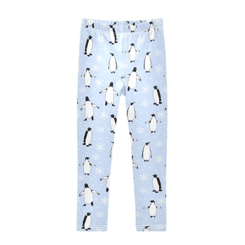 CaTaKu Girls Leggings Snowflake Cute Penguin Leggings for Girls Kids Athletic Workout Yoga Pants Size 4-10T
