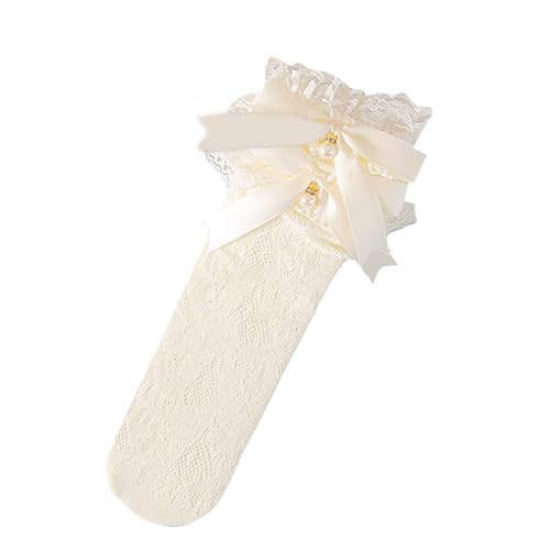 Sock,1 Pair Girls Socks Breathable Thin Stackable Socks Under Knee Length Socks Bowknot Pearl Calf Length Socks4
