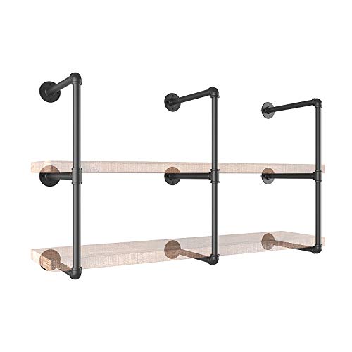 Yuanshikj 3Pc 28 Tall 12 deep 34  Industrial Wall Mount Iron Pipe Shelf Shelves Shelving Bracket Vintage Retro Black DIY Open Bookshelf Storage offcie Room Kitchen 3 Pcs 3Tier Hardware Only 