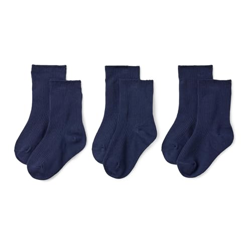 Image of Amazon Essentials Boys' Ribbed Crew Socks, 3 Pairs, Everyday Casual, School Uniform