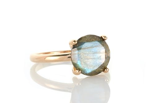 Bague labradorite en or rose solitaire qui ne ternit jamais - 5