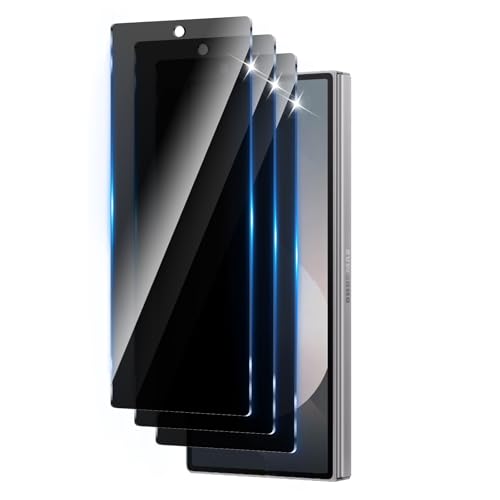 LZAYN 3 Pack Privacy Screen Protector Designed for Samsung Galaxy Z Fold 6 Full Coverage Anti-Spy Tempered Glass Film 9H Hardness Anti-Fingerprint Bubble Free Easy to Install