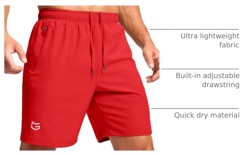 Image of G Gradual Men's Athletic Running Shorts with Zipper Pockets Quick Dry 7 inch / 5 inch / 9 inch Workout Gym Shorts for Basketball Hiking
