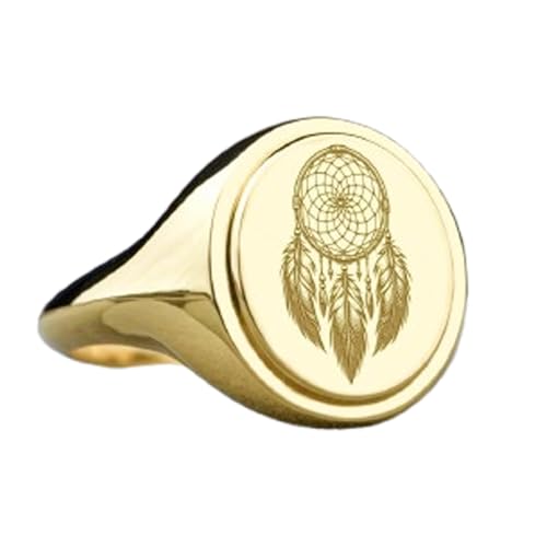 Bague attrape-rêves en argent 925 et or | Chevalière ovale d'exception