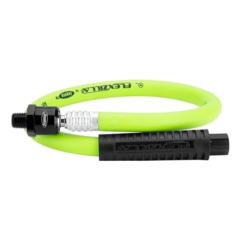 Flexzilla Swivel Whip Air Hose, 3/8 in. x 2 ft. (1/4" MNPT Ball Swivel x 1/4" FNPT Ends), Heavy Duty, Lightweight, Hybrid, ZillaGreen - HFZ3802YW2B Cover
