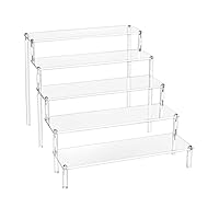 QWORK 4 Tier Clear Acrylic Display Stand Retail Riser for Pop Figures, Cupcake, Dessert, Perfume, Nail Polish, Condiment, 30x25x20cm