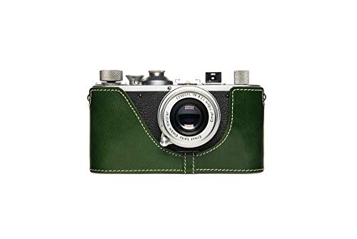 Housse caméra en cuir véritable fait main vert pour Leica I II III IIIA