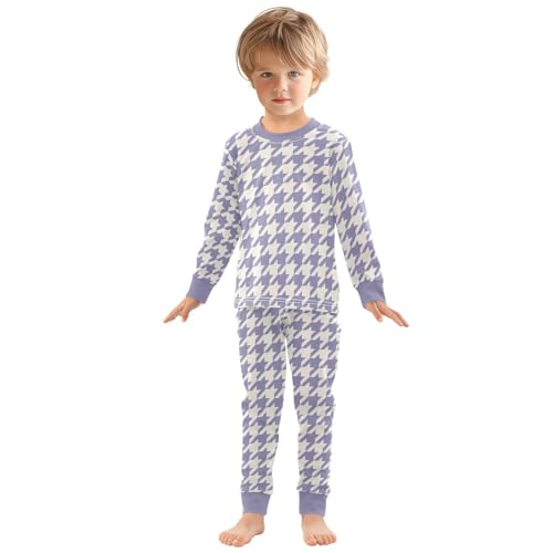 Classic Houndstooth Pajamas Sets Cute Long Sleeve Pants Set for Night Wears3