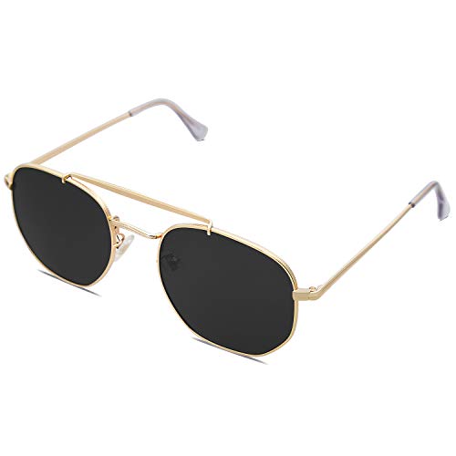 SOJOS Classic Polarized Square Sunglasses for Men and Women Mirrored Lens COLONEL SJ1122 with Gold Frame/Grey Lens