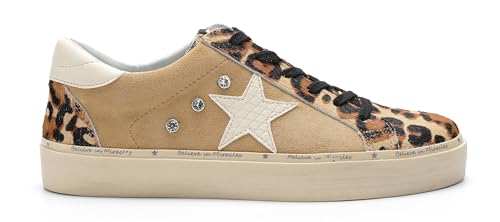 Mi.iM Gaby Rubber Sole Lace-up Snake Print Suede Star Sneakers