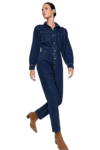 Mono vaquero liso Trendyol para mujer color azul marino talla 64 casual