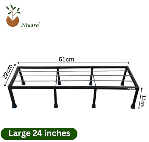 Image of Niyara || Metal Planter Stand || Plant Stand for Pots|| Outdoor Plant Stand (Long 24 inch (Set of 2))
