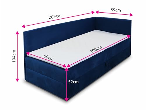 Sofnet Boxspringbett Flame mit Bettkasten - Einzelbett mit Bonell-Matratze und Topper, Polsterbett, Universelle Bettseite, Bett, Schlafzimmer, Kinderzimmer (Beige (Paros 02), 80 x 200 cm) – Bild 4