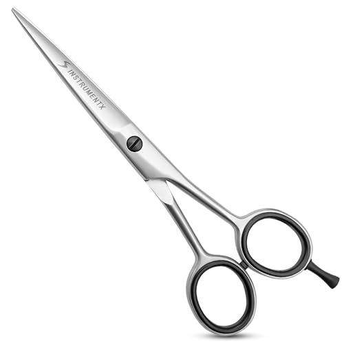 SS INSTRUMENTX Professional Hair Scissors, Stainless Steel Hairdressing Scissors for Hairstylists & Salon Use, Sharp Hair Cutting Shears Suitable for All Hair Types (Silver, 6 Inch)