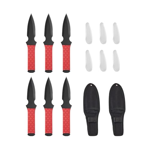 Image of VEVOR Throwing Knives Set, 6 Pack, 8.9 inch Stainless Steel Well-Balanced Knives with Protective Black Nylon Sheath, Ideal Companion for Throwing Products Axes, Sturdy for Recreation and Competition