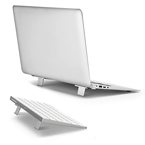 OATSBASF Mini Laptop Stand, Retractable Computer Stand, Portable Notebook Holder, Foldable Invisible Design Cooling Office Universal Non Slip, for MacBook Pro Air iPad Pro Air Surface Tablets (Silver)
