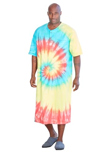 KingSize Men's Big & Tall Short-Sleeve Jersey Henley Nightshirt