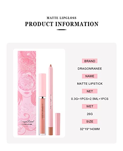 2Pcs Red Brown Lip Liner Pencil And Lipstick Set,Velvety Creamy Matte Lip Liner Not Fade No Smudge Lip Crayon Lip Stain Long Lasting Waterproof High Pigmented Lip Pencil Liner Makeup Kit For Women Girls (#04) #TOP6