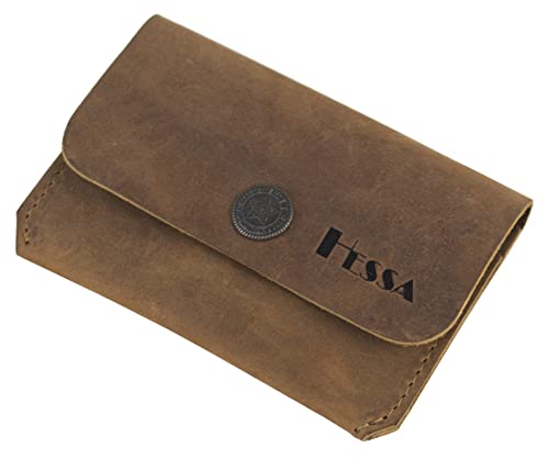 Buy HESSA Genuine Leather Slim Card Holder Wallet for Men & Women | Minimalist Travel Wallet | Compact and Lightweight | Holds Upto 6 Cards and Cash with Button Closure (Hunter Brown) at Amazon.in - Image 2