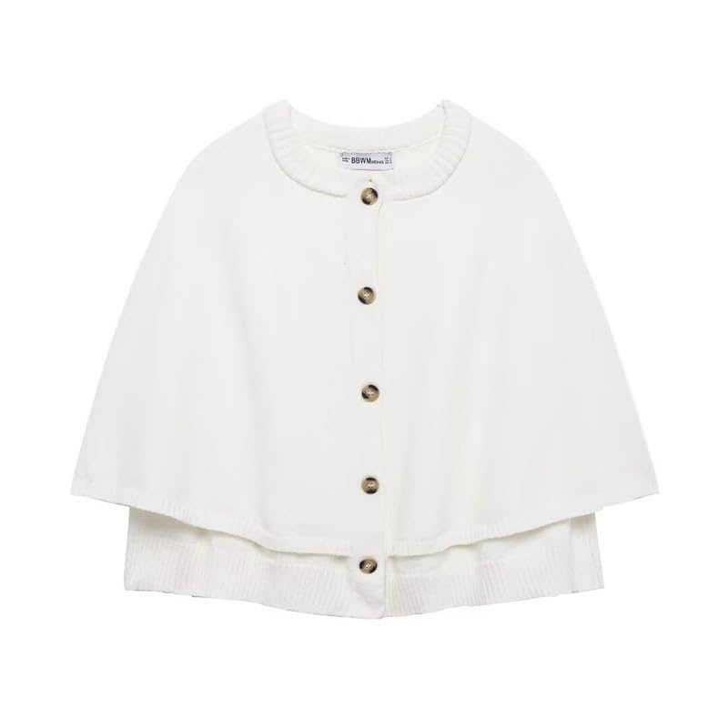 Image of Knit Cape Coat for Women Button Up Cropped Cardigan Corporate Outfits Dressy Casual Old Money Aesthetic