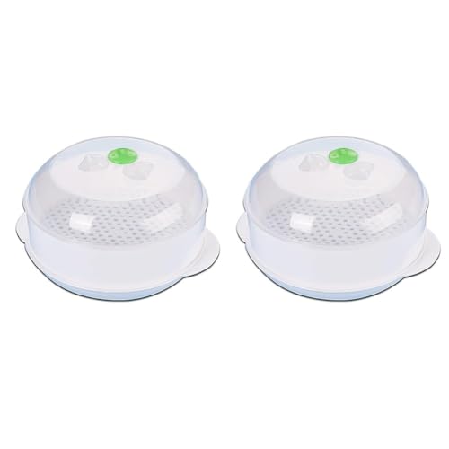 BildeeMait Vaporizador compacto para microondas, fácil cocción y limpieza sin esfuerzo, uso multifuncional con tapa transparente, plástico de grado alimenticio, 21 x 21 x 12 cm