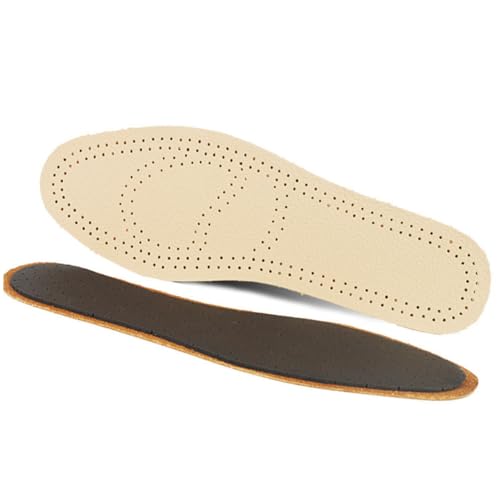 WEKAMOS 2 pares Plantillas de Cuero de Vaca Transpirables y Antiolor Absorbentes de Sudor para Zapatos Deportivos Talla Pack de Resistentes y Cómodos