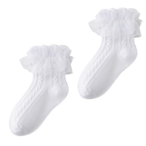 Comfortable And Trendy Girls Ankle Socks Elegant Double Layer Lace Decoration For Ages 1-10+ Years Kids Daily Wear Birthday O3