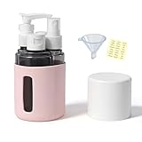 VizWqm 4-in-1 ラウンド詰め替え可能化粧品容器キット、漏れ防止ポータブルトラベルトイレタリーボトル、TSA承認トラベルボトル、化粧品ローションシャンプー用空のジャー, ピンク