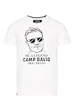 Label Patch hinten Camp David Herren T-Shirt mit mega Artwork Opticwhite XXL