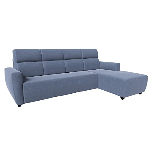 Image of Wakefit Sofa Set | 3 Year Warranty | Sofa 3 Seater, 3 Seater Sofa for Living Room, Wooden Sofa Set, 3 Seater + Right Aligned, Sofa for Living Room - Belize(Omega : Blue)