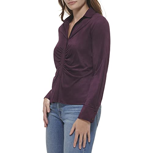 Image of Calvin Klein Women's Collar Soft Sinched Micro Suede