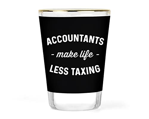 CPA Shot Glass - Accountant Shot Glass - Tax Preparer Glass - Bookkeeper Shot Glass - Funny CPA Gift - Tax Season Gifts - Promotional Accounting Glassware - 1.5 ounce Gold-rimmed Collectible