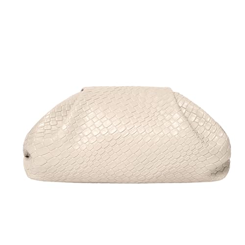 PHILOMENA Bolso de noche tejido de piel vegana para mujer, bolso de mano fruncido, para fiesta, boda, elegante bolso de mano, Beige PHILOMENA Bolso de noche tejido de piel vegana para mujer, bolso de mano fruncido, para fiesta, boda, elegante bolso de mano, Beige