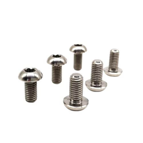 Image of RISON Titanium Bolts M5x10mm Titanium Button Torx Head Bolt Screw M5 Bolts Bicycle Disc Brake Universal Silver Star Round Head Ti Bolt for MTB and Bicycle Motorcycle Pack of 6