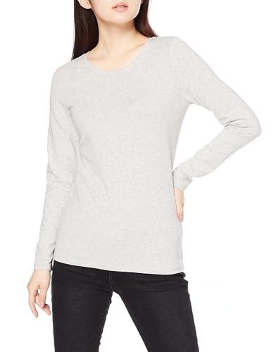 Amazon Essentials Women's Regular-Fit Long-Sleeve Crewneck T-Shirt (Available in Plus Size), Light Grey Heather, Small