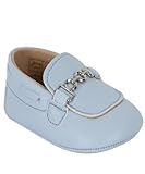 Baby Boys' Loafer Baby Blue Shoes with Metal Charm - Soft Footwear for All Occasions Size US Toddler 5