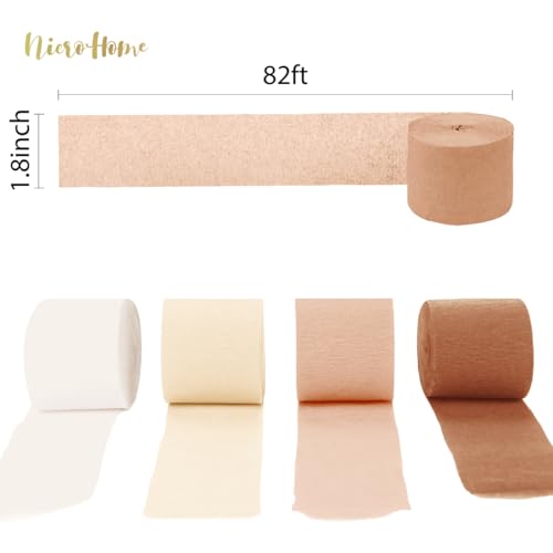 Image of NICROHOME EUR Wedding Party Decorations, 8 Rolls Creamy White Crepe Paper Streamers for Boho Wedding, Engagement, Baby Bridal Showers Party Supplies, Birthday, 82 ft Long