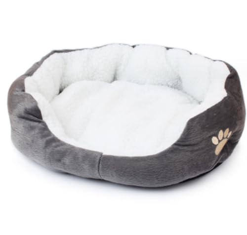 ラムズウールあったか犬小屋 小型犬用ドッグハウス ペットマット付き 冬用防寒 (グレー)