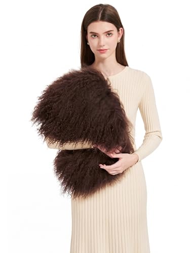 Image of Women Luxury Real Lamb /Mongolian Flush Wool Fur With Genuine Leather Handles Handbag
