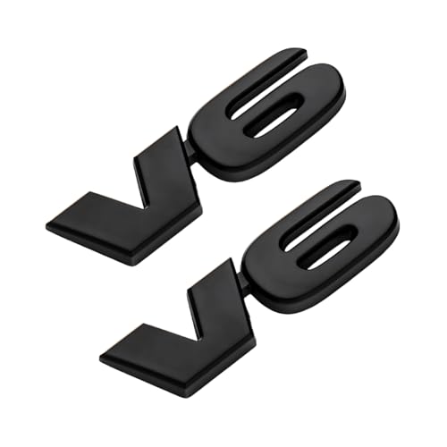 Image of 2 PCS V6 Metal Emblem, 3D V6 Nameplate Logo Badge Sticker Car Bumper Decal, Self-Adhesive Metal Emblem Sticker Exterior Decor for Vehicle Trunk Tailgate Side Fender (Black)