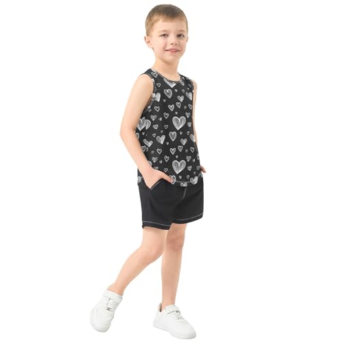 J JOYSAY Heart Shapes Black Boys Tank Top Sleeveless Muscle Shirts Quick Dry Kids T-Shirts 3-15T4