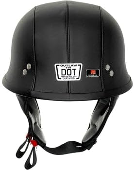 Miniatura 5 de Outlaw Helmets T99 Casco de motocicleta de estilo alemán para hombres y mujeres, aprobado por DOT  Gorra de calavera unisex para adultos, para