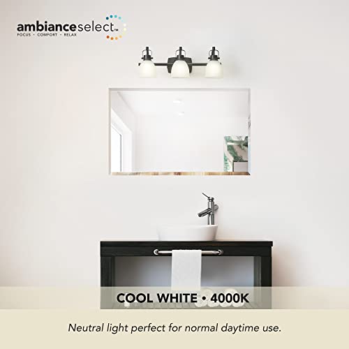 Image of Globe Electric 52090 Gilroy 3-Light 25W Integrated LED Vanity Light with Selectable Color Temperature, Matte Black, Frosted Glass Shades, 1780 Lumens, 3000K-4000K-5000K Switch, Energy Star Certified