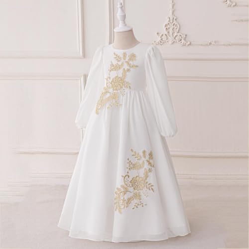 Muslim Girls Abaya Embroidery Long Sleeve Elegant Prayer Dress Middle East Muslim Dubai Robe Ramadan Eid Kaftan for 4-8 Years2